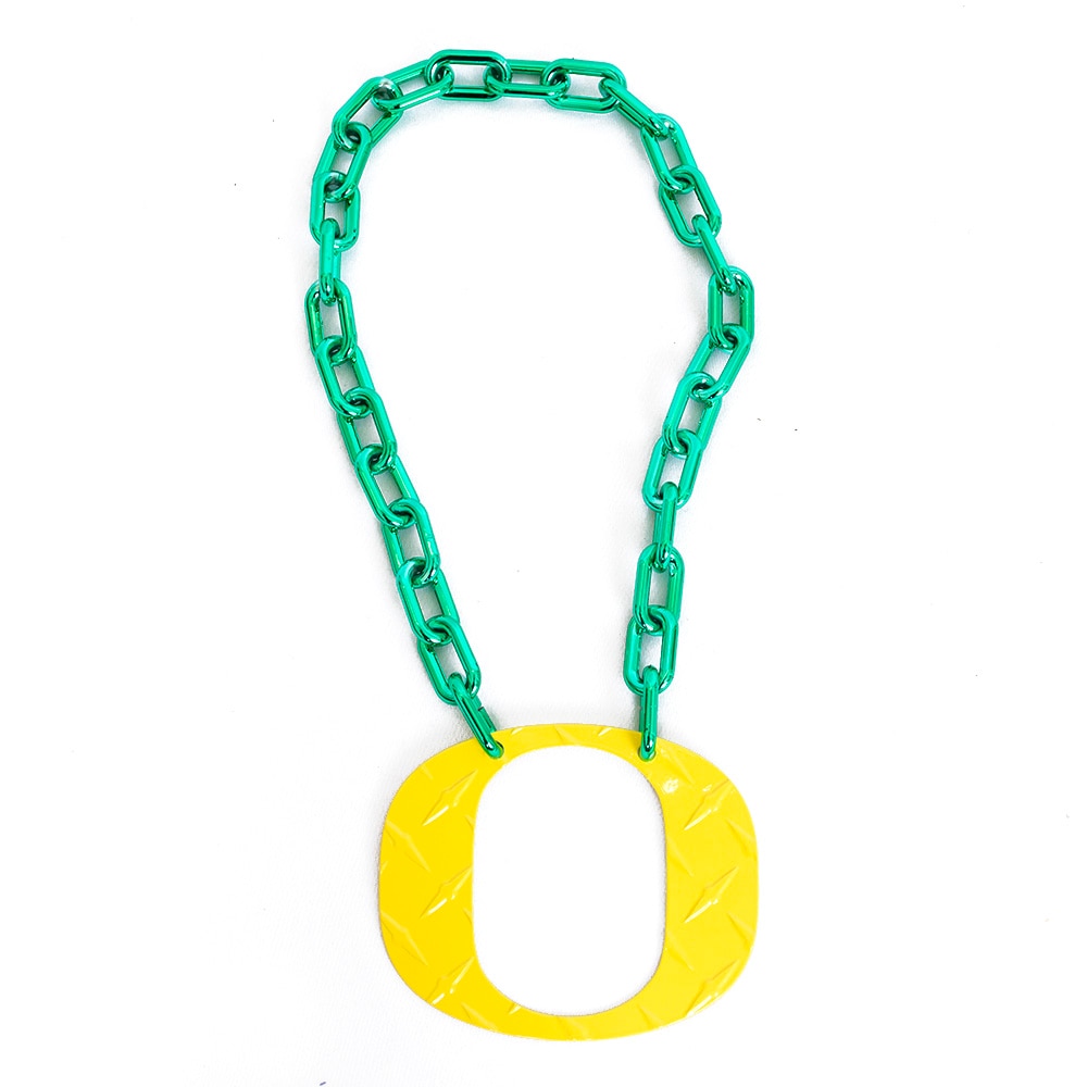 Classic Oregon O, Collegiate Art Design, Yellow, Necklaces, Gifts, Diamond Plated, Chain style, 908770